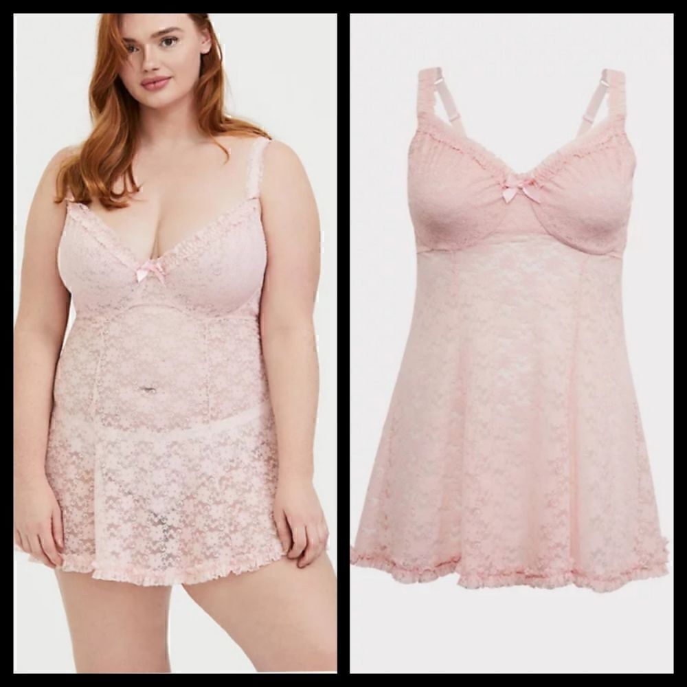 1X 14W 16W Pink Lace Babydoll Torrid Underwire